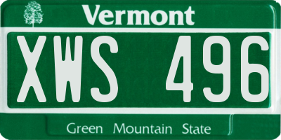 VT license plate XWS496
