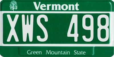 VT license plate XWS498