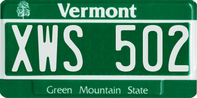 VT license plate XWS502