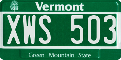 VT license plate XWS503
