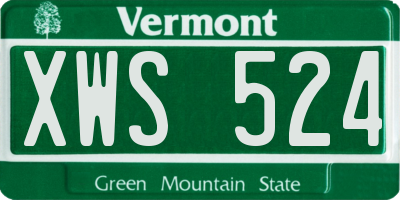 VT license plate XWS524