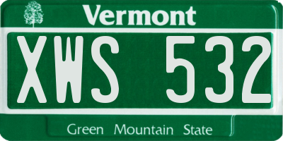 VT license plate XWS532