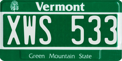 VT license plate XWS533