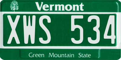 VT license plate XWS534