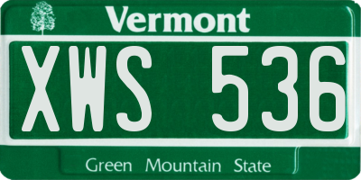 VT license plate XWS536