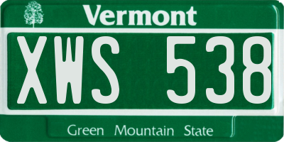 VT license plate XWS538