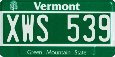 VT license plate XWS539