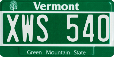 VT license plate XWS540