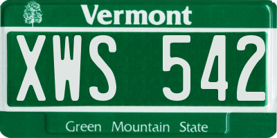 VT license plate XWS542