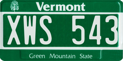 VT license plate XWS543