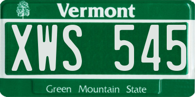 VT license plate XWS545