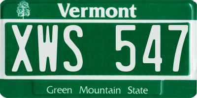VT license plate XWS547