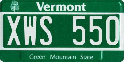 VT license plate XWS550