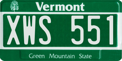 VT license plate XWS551