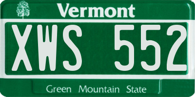 VT license plate XWS552