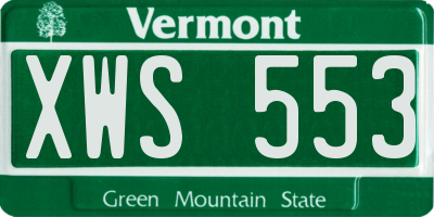 VT license plate XWS553