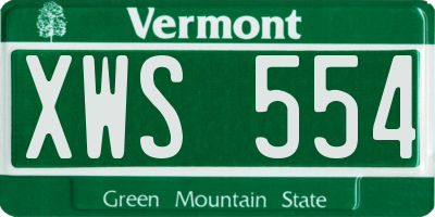 VT license plate XWS554