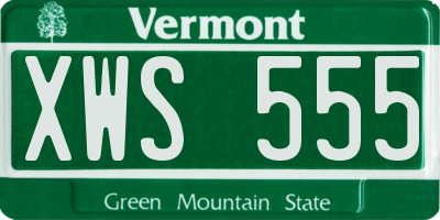 VT license plate XWS555