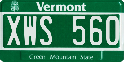 VT license plate XWS560
