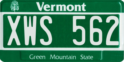 VT license plate XWS562