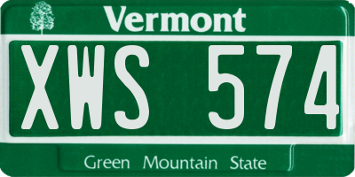 VT license plate XWS574