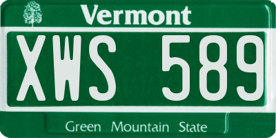VT license plate XWS589