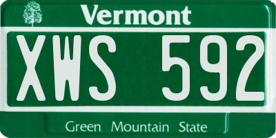 VT license plate XWS592