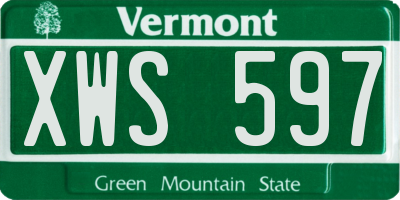 VT license plate XWS597