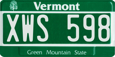 VT license plate XWS598