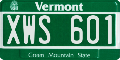 VT license plate XWS601