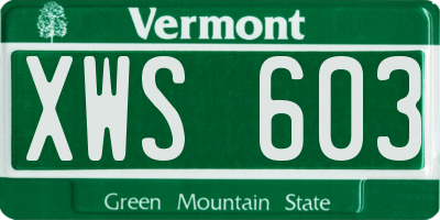 VT license plate XWS603