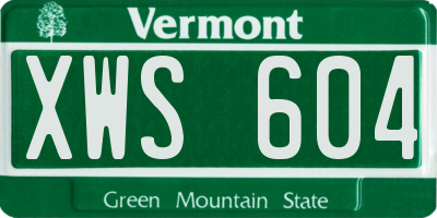VT license plate XWS604