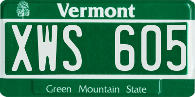 VT license plate XWS605