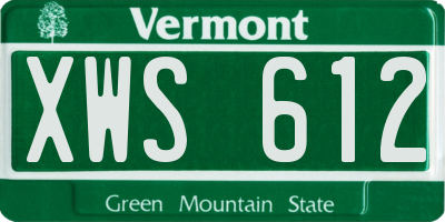 VT license plate XWS612