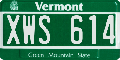 VT license plate XWS614
