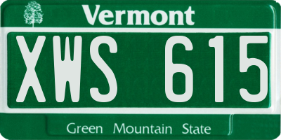 VT license plate XWS615