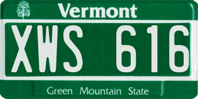VT license plate XWS616