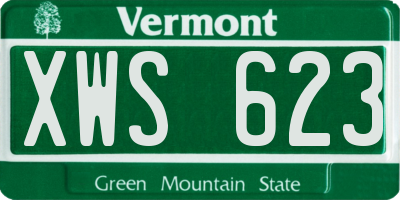 VT license plate XWS623