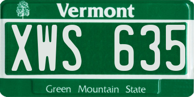 VT license plate XWS635
