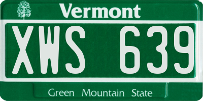 VT license plate XWS639