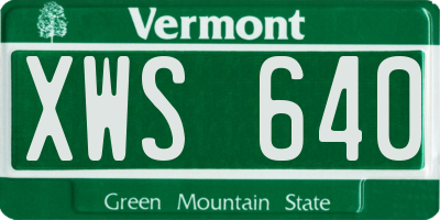 VT license plate XWS640