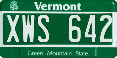 VT license plate XWS642