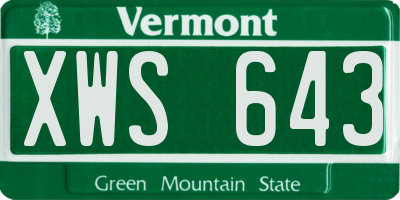 VT license plate XWS643