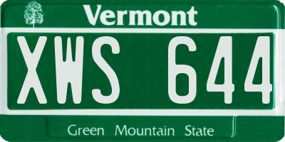 VT license plate XWS644