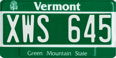 VT license plate XWS645