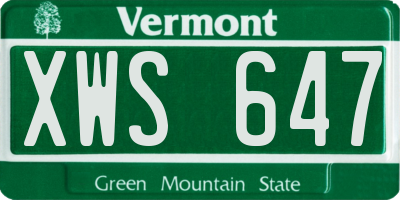 VT license plate XWS647