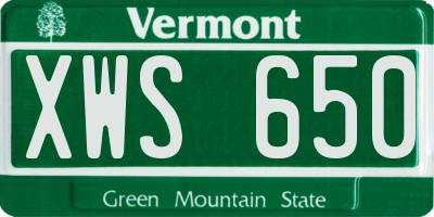 VT license plate XWS650