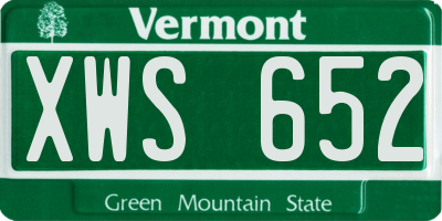 VT license plate XWS652