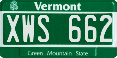 VT license plate XWS662