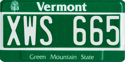VT license plate XWS665
